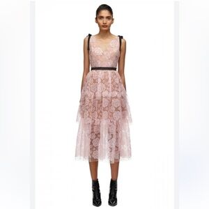 Self-Portrait Starlet Rose Pink Lace Dress